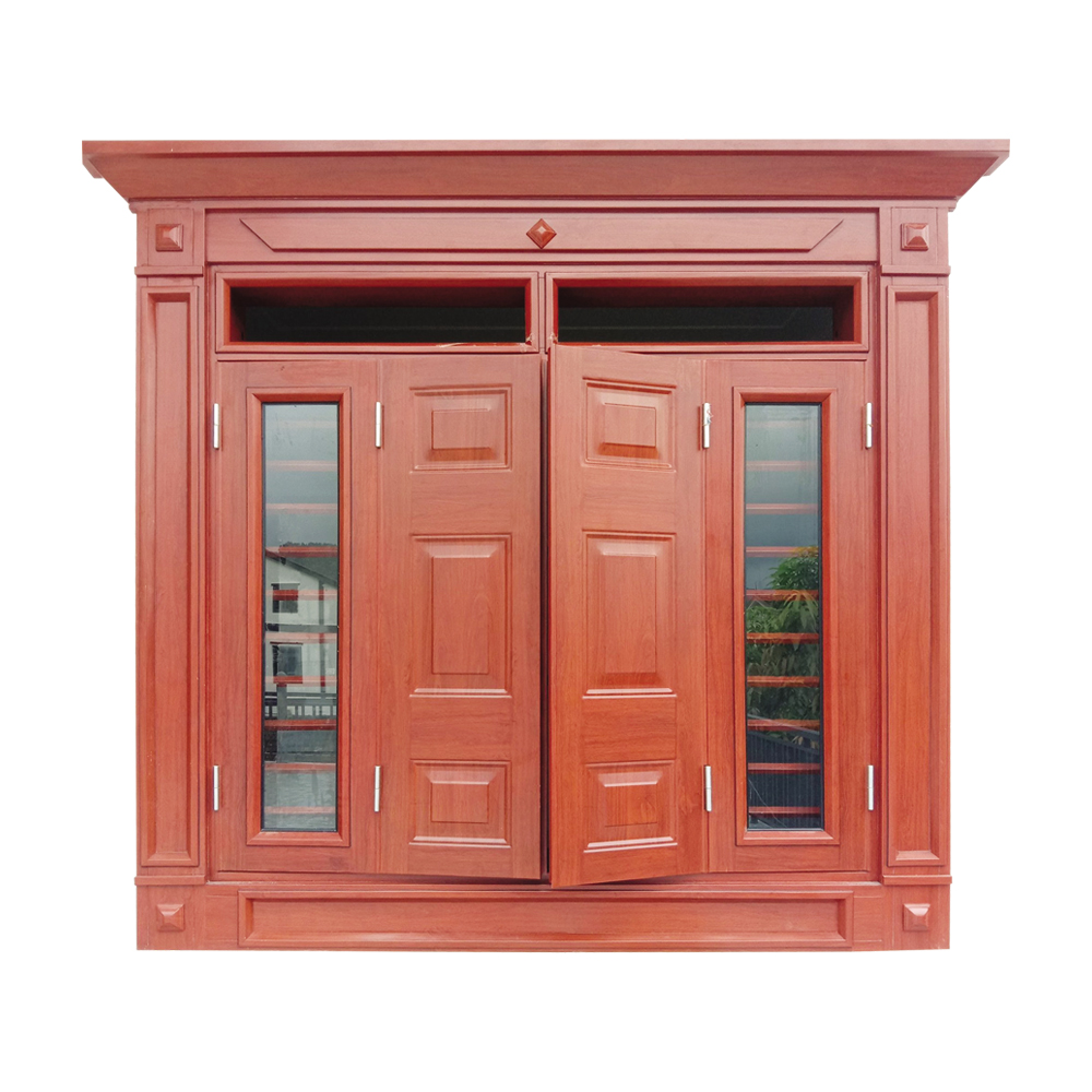 các mẫu cửa sổ thép vân gỗ 4 cánh