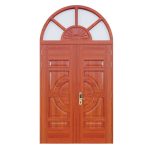 Cửa Thép Vân Gỗ 2 Cánh Mái Vòm V2