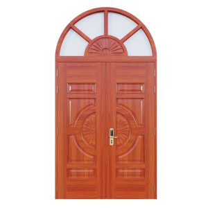 Cửa Thép Vân Gỗ 2 Cánh Mái Vòm V2
