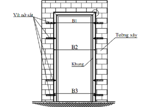 Bước 4: Khoan vít bắt khung vào tường