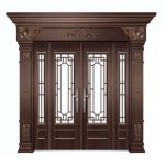 Cửa Thép Kính Cao Cấp Biệt Thự Liền Kề 4 Cánh Lệch HG004